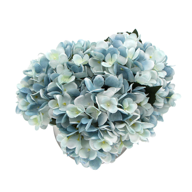 Premium Faux Hydrangea With Glass Vase (Artificial Flowering Blue Hydrangea) 23cm 2