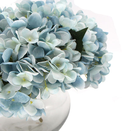 Premium Faux Hydrangea With Glass Vase (Artificial Flowering Blue Hydrangea) 23cm 3