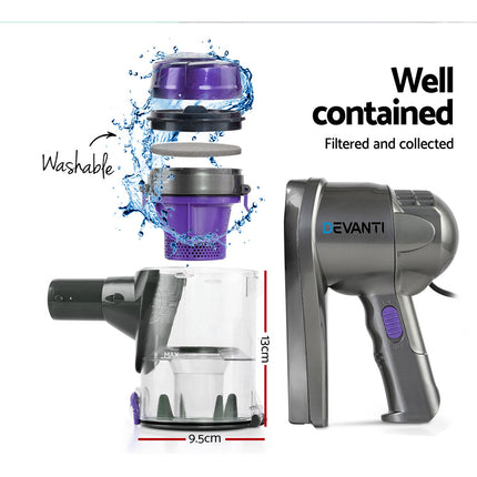 Devanti Stick Vacuum Cleaner Handheld Corded 450W Purple 7