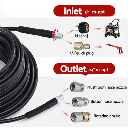 Giantz Pressure Washer Hose 30M 5800PSI Power Replacement Extension 1/4'' Quick Connect 4