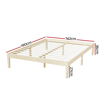 Artiss Bed Frame Double Size Wooden Base Mattress Platform Timber Pine BRUNO 2