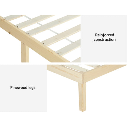 Artiss Bed Frame Double Size Wooden Base Mattress Platform Timber Pine BRUNO 6