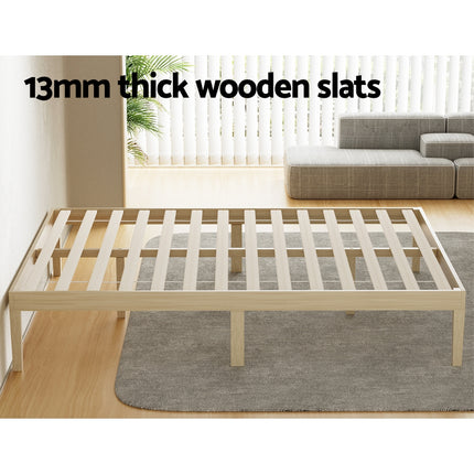 Artiss Bed Frame Queen Size Wooden Base Mattress Platform Timber Pine BRUNO 5
