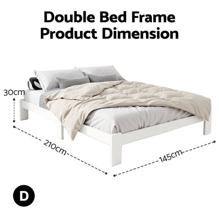 Artiss Bed Frame Double Size Wooden White JADE 3