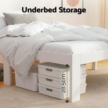 Artiss Bed Frame Double Size Wooden White JADE 4