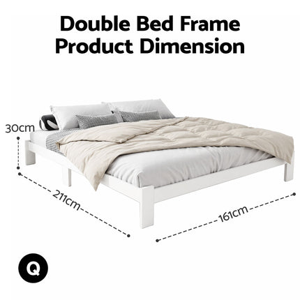Artiss Bed Frame Queen Size Wooden White JADE 2