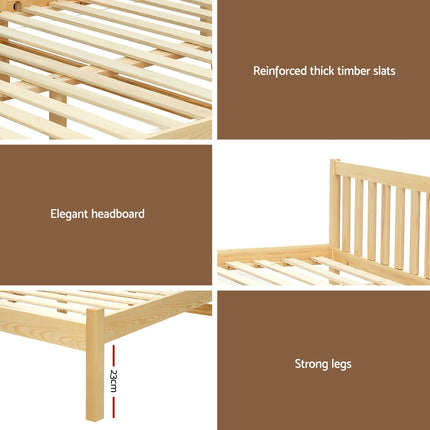 Artiss Bed Frame Double Size Wooden Oak SOFIE 7