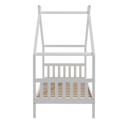 Artiss Bed Frame Wooden Base Kids Single Timber House Beds White 4