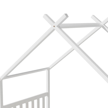Artiss Bed Frame Wooden Base Kids Single Timber House Beds White 5