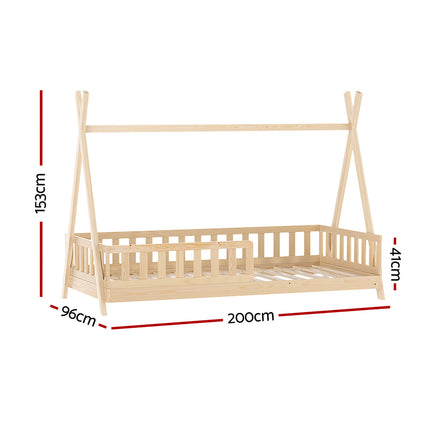 Artiss Bed Frame Wooden Kids House Frames Oak PUAH 2