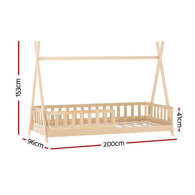 Artiss Bed Frame Wooden Kids House Frames Oak PUAH 2