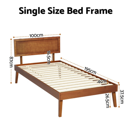 Artiss Bed Frame Single Size Wooden Bed Base Walnut SPLAY 2
