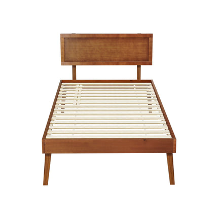 Artiss Bed Frame Single Size Wooden Bed Base Walnut SPLAY 3