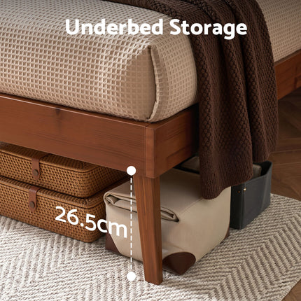 Artiss Bed Frame Single Size Wooden Bed Base Walnut SPLAY 4
