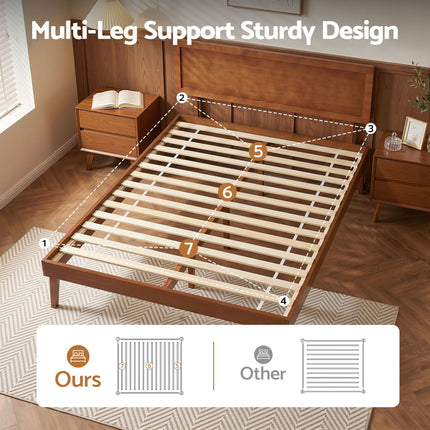 Artiss Bed Frame Single Size Wooden Bed Base Walnut SPLAY 5
