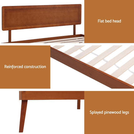 Artiss Bed Frame Single Size Wooden Bed Base Walnut SPLAY 6