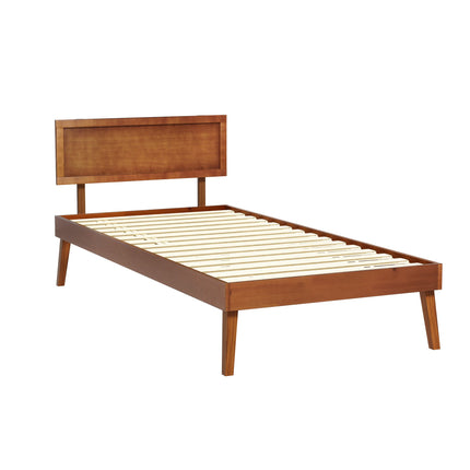 Artiss Bed Frame Single Size Wooden Bed Base Walnut SPLAY 9