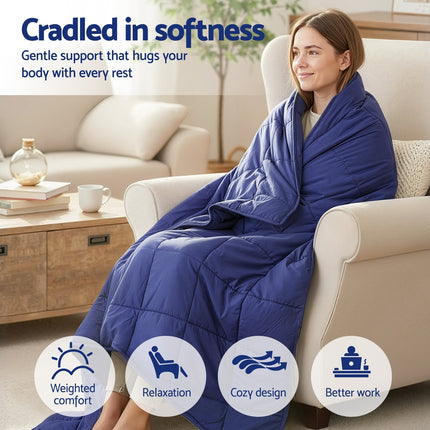 Giselle Bedding Weighted Blanket 6.8kg Kids Adults Heavy Gravity Relax Calm Blue 4
