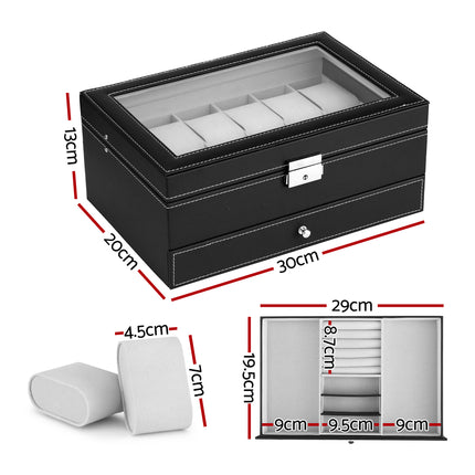 Embellir 12 Grids Watch Box Organizer Case Jewelry Display Storage Showcase 2