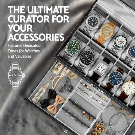 Embellir 12 Grids Watch Box Organizer Case Jewelry Display Storage Showcase 6