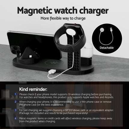 Devanti 4 in 1 Wireless Charger Multi-function Station for Phone Airpod iWatch 15W 6