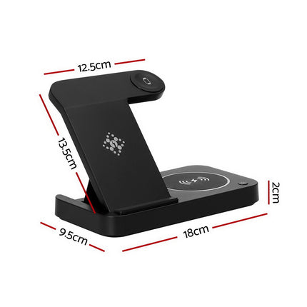 Devanti 4-in-1 Wireless Charger Station Fast Charging for Phone Black 2