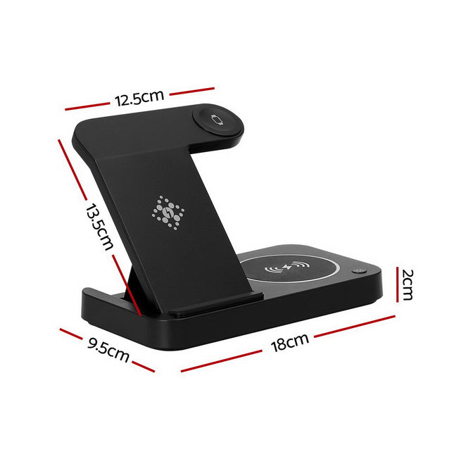 Devanti 4-in-1 Wireless Charger Station Fast Charging for Phone Black 2
