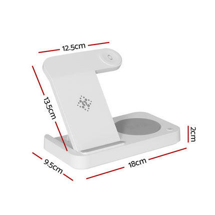 Devanti 4-in-1 Wireless Charger Dock Fast Charging for Phone White 2