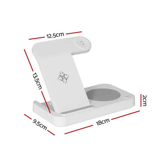 Devanti 4-in-1 Wireless Charger Dock Fast Charging for Phone White 2