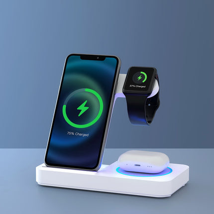 Devanti 4-in-1 Wireless Charger Dock Fast Charging for Phone White 8
