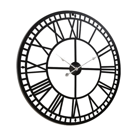 Artiss 80cm Wall Clock Large Roman Numerals Metal Black 3