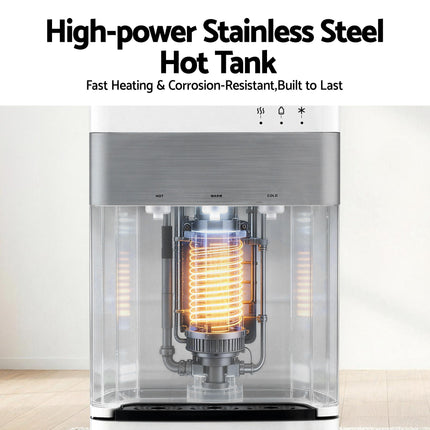 Devanti 3 Taps Water Cooler Dispenser Bottom Loading Dispenser Chiller Filter Purifier 6
