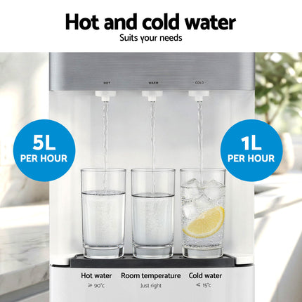 Devanti 3 Taps Water Cooler Dispenser Bottom Loading Dispenser Chiller Filter Purifier 9