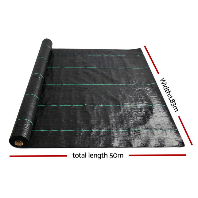 Instahut 1.83x50m Weed Mat Woven Fabric Weed Mat Control Matting Garden Plant 2