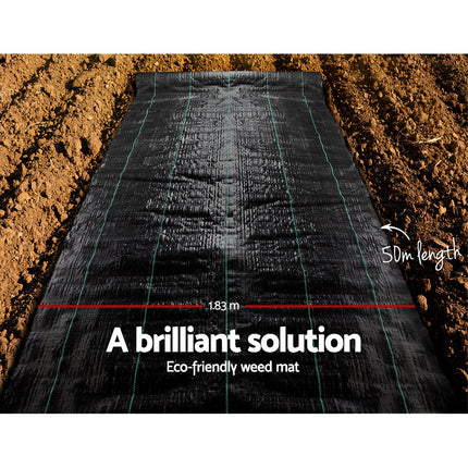 Instahut 1.83x50m Weed Mat Woven Fabric Weed Mat Control Matting Garden Plant 4