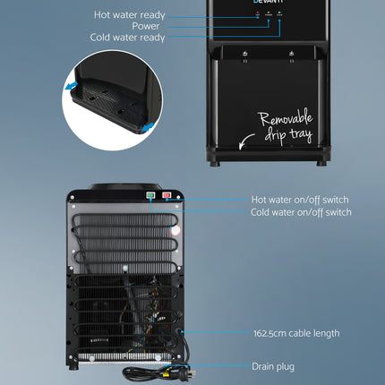 Devanti Water Cooler Dispenser 22L Bench Top Chiller Purifier Filter Hot Cold Black 4