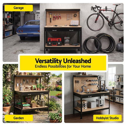 Giantz Workbench with Pegboard and Ultra-Wide 120cm Work Table for Garage DIY, 20 Hooks 8