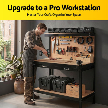 Giantz Workbench with Pegboard and Ultra-Wide 120cm Work Table for Garage DIY, 20 Hooks 9