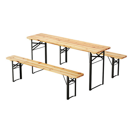 Gardeon 3 PCS Outdoor Furniture Dining Set Lounge Setting Patio Wooden Bench 7