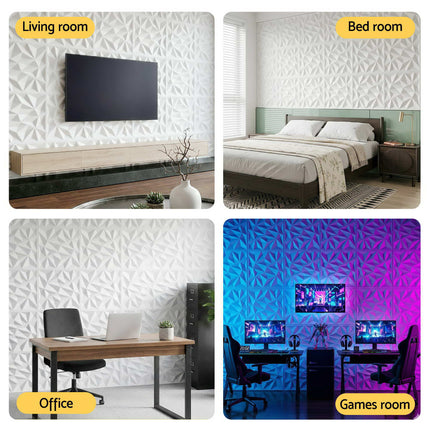 Artiss 3D Wall Panels Diamond PVC Decorative Panels 50x50cm Set of 15 Feature Wall 8