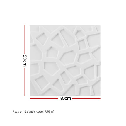 Artiss 3D Wall Panels PVC Decorative Panels 50x50cm Set of 15 Feature Wall Poly 2