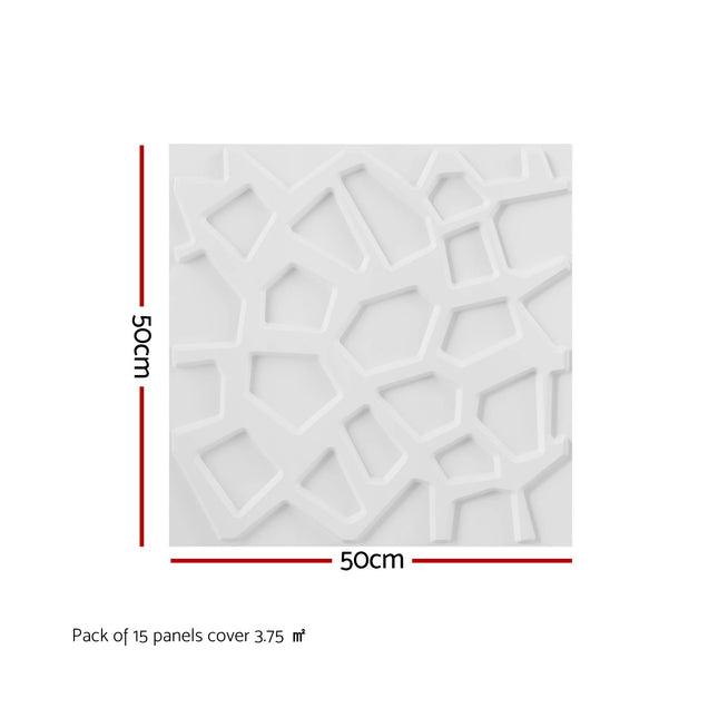 Artiss 3D Wall Panels PVC Decorative Panels 50x50cm Set of 15 Feature Wall Poly 2