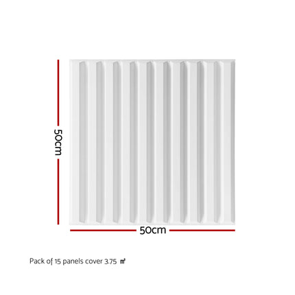 Artiss 3D Wall Panels Vertical PVC Decorative Panels 50x50cm Set of 15 Feature Wall Vert 2