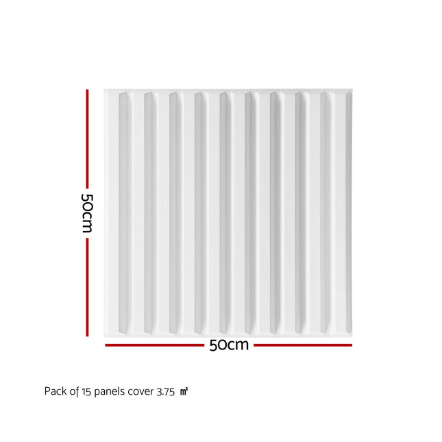 Artiss 3D Wall Panels Vertical PVC Decorative Panels 50x50cm Set of 15 Feature Wall Vert 2