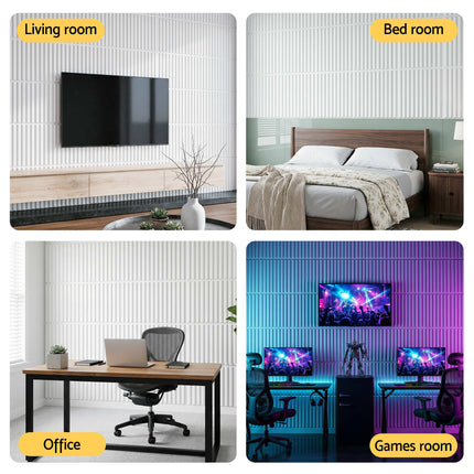 Artiss 3D Wall Panels Vertical PVC Decorative Panels 50x50cm Set of 15 Feature Wall Vert 8
