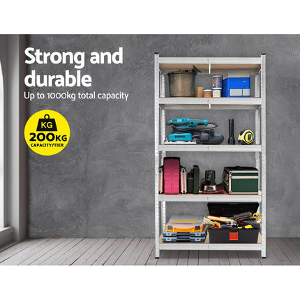 Giantz 1.8M Warehouse Racking Rack Shelving Garage Steel Metal Storage Shelves Silver 3
