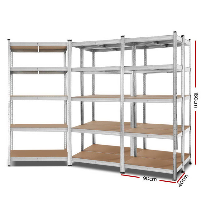 Giantz 5x1.8M Garage Shelving Warehouse Rack Pallet Racking Storage Shelf Silver 2