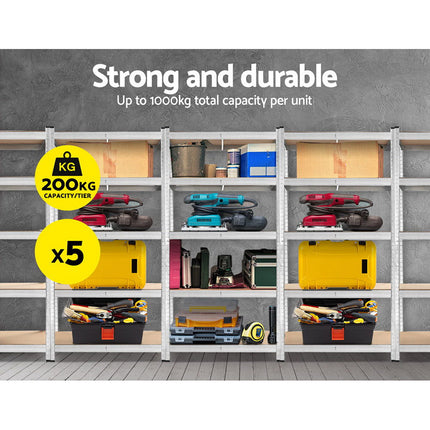 Giantz 5x1.8M Garage Shelving Warehouse Rack Pallet Racking Storage Shelf Silver 3