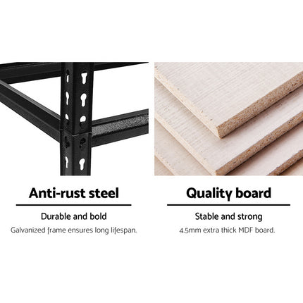 Giantz 1.5M Garage Shelving Warehouse Rack Pallet Racking Storage Shelve Black 4