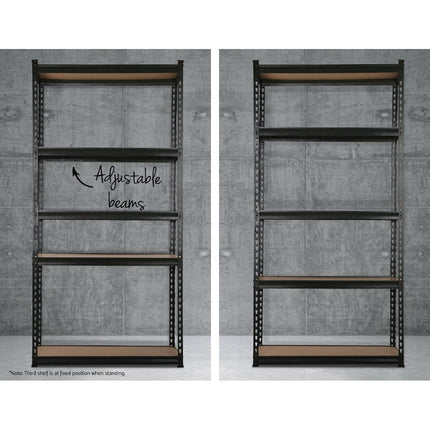 Giantz 1.5M Garage Shelving Warehouse Rack Pallet Racking Storage Shelve Black 5